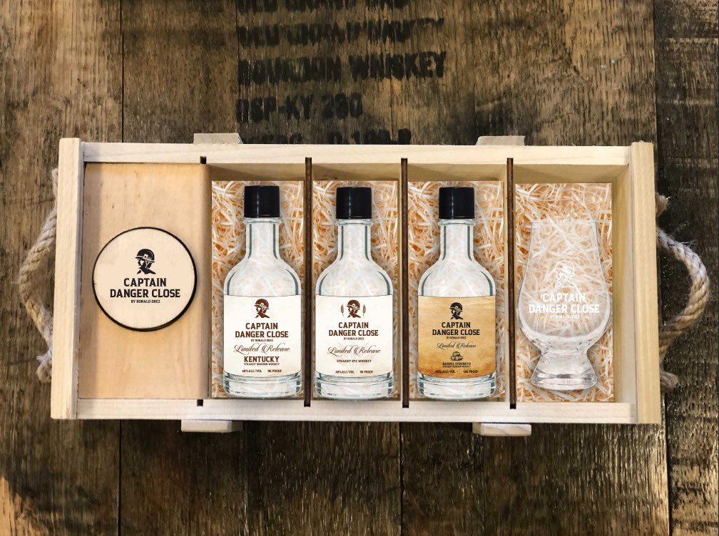 RonaldDrez's tweet photo. Sneak peek into our tasting kit! 👀👀

With only 250 of these being made you won’t want to miss out so shop now! 

#captaindangerclose #bourbon #kentuckybourbon #spirits  #alcohol #drinks #drinkstagram #liquor #marines #veterans #tastingkit #whiskey https://t.co/n6vgvatT8f