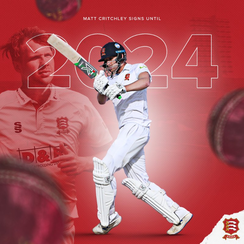 EssexCricket's tweet photo. 📝 Essex County Cricket Club are pleased to confirm that Derbyshire all-rounder, @mattcritchley96, has joined the Club on a three-year deal.

Read More ⤵️⤵️⤵️