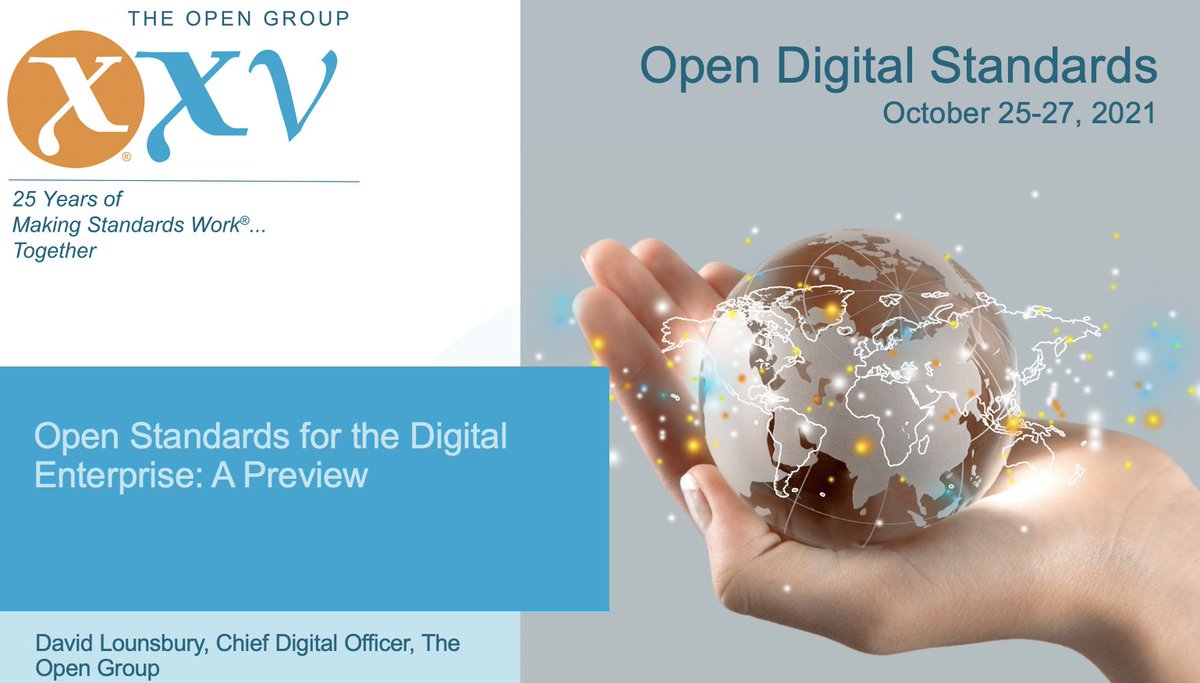 TheOpenGroup's tweet photo. Up next to discuss #OpenDigitalStandards is Dave Lounsbury @Technodad: “The Open Group exists to solve business problems, which are given by the rapid change in technology that is happening.” #ogVIRTUAL25 https://t.co/nBsOXCoaPc