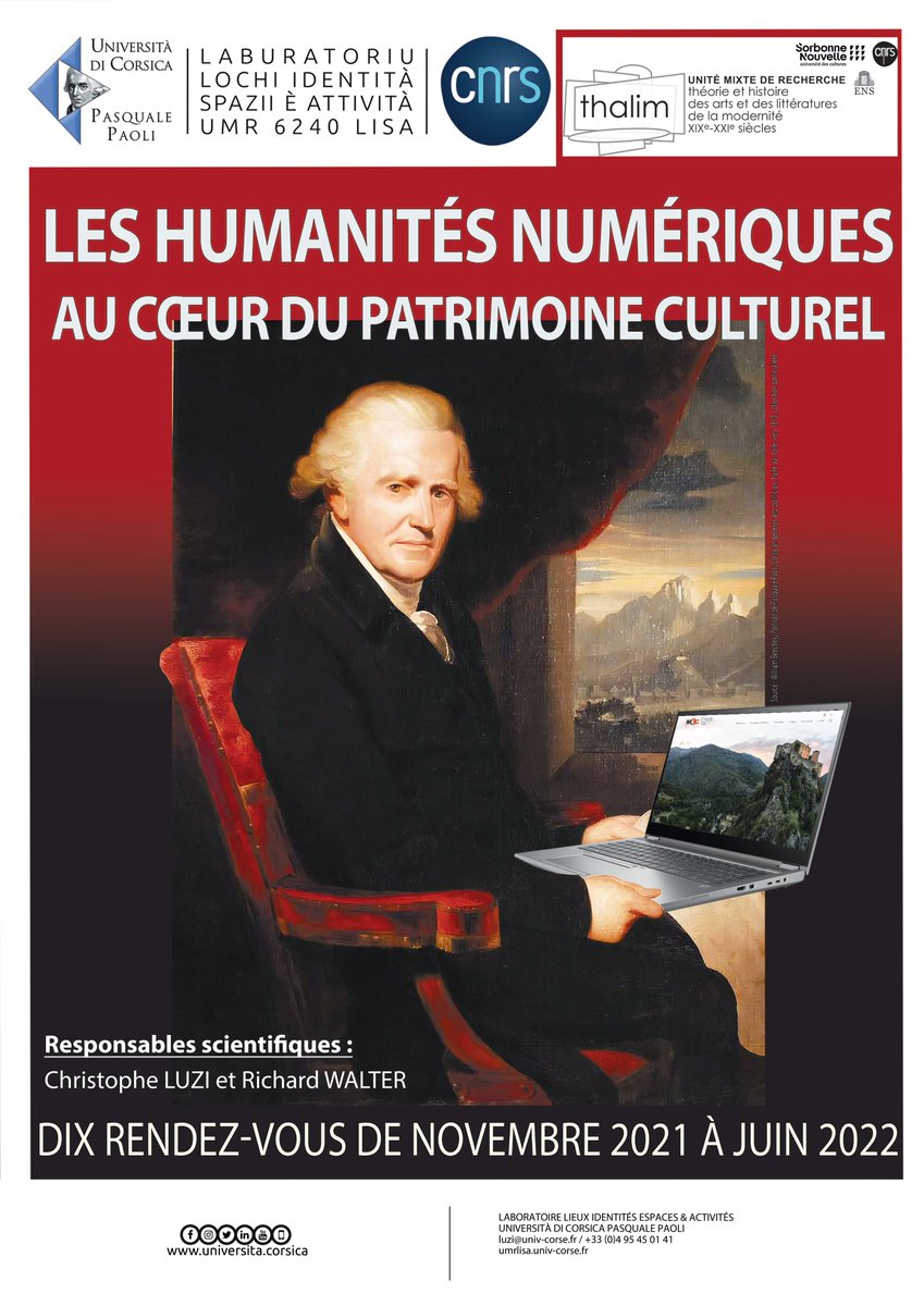 umrlisa's tweet photo. 📣📣Cycle de séminaires « Les humanités numériques au cœur du patrimoine culturel »
08/11/21-9h
Protection du patrimoine scientifique et technique et outils numériques⤵
https://t.co/jn5OsyI1gQ
#Univcorse #inshs #dr12_cnrs #umrlisa #CNRS #thalim #umrthalim #humanitesnumeriques https://t.co/gbLv6qNWaA