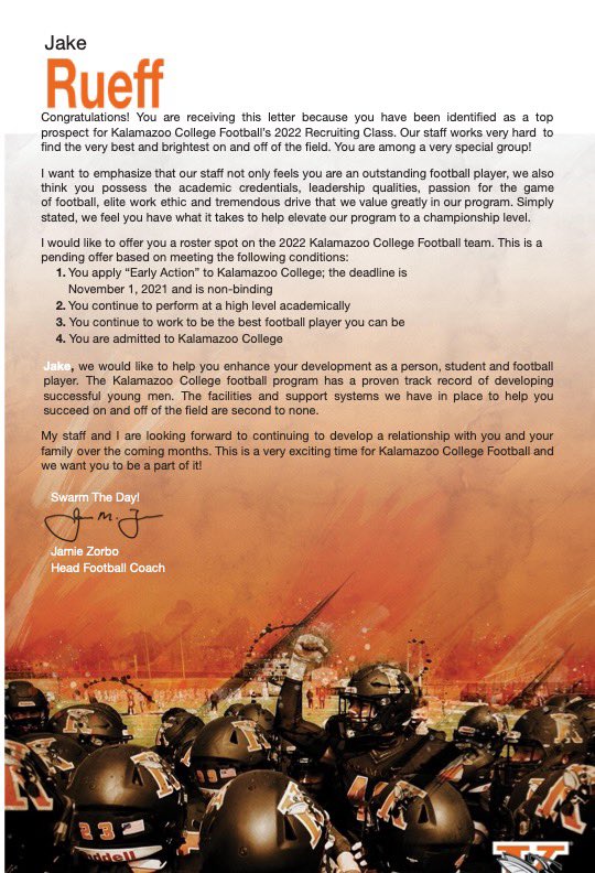 Excited to receive a official roster spot offer from Kalamazoo College. Thank you <a href="/Pitt20_/">J. Pittman</a> and <a href="/CoachZorboKZOO/">Coach Zorbo</a> #rollnets