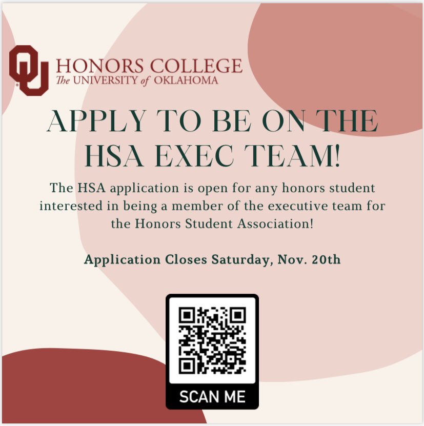 Applications are now open for the Honors Student Association Exec  team! The application closes on Saturday, November 20th at 11:59 PM. The (short) application can be found here:
forms.gle/sQ2THHyZ9hCy4p…