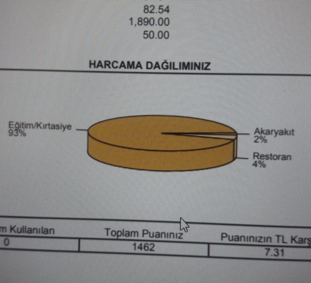 harcama dağılımıma bak mk gören de bi bok yapıyor sanacak
