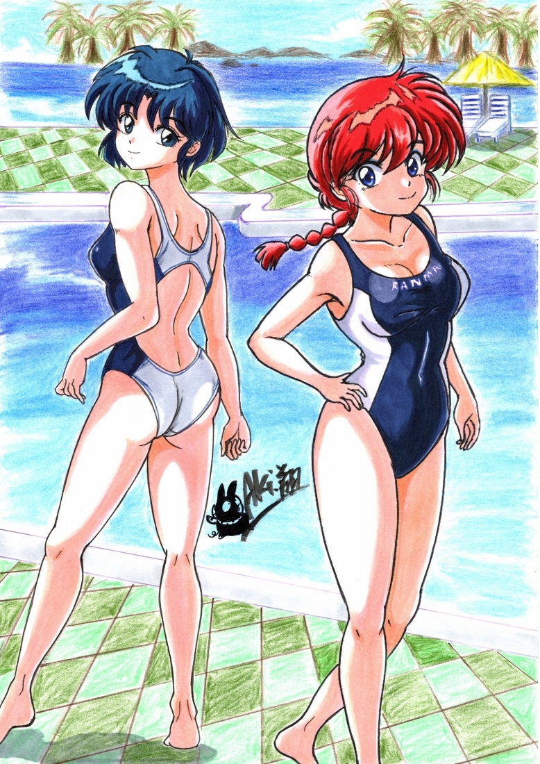 らんま1/2 セル画 天道あかね 天道なびき 水着