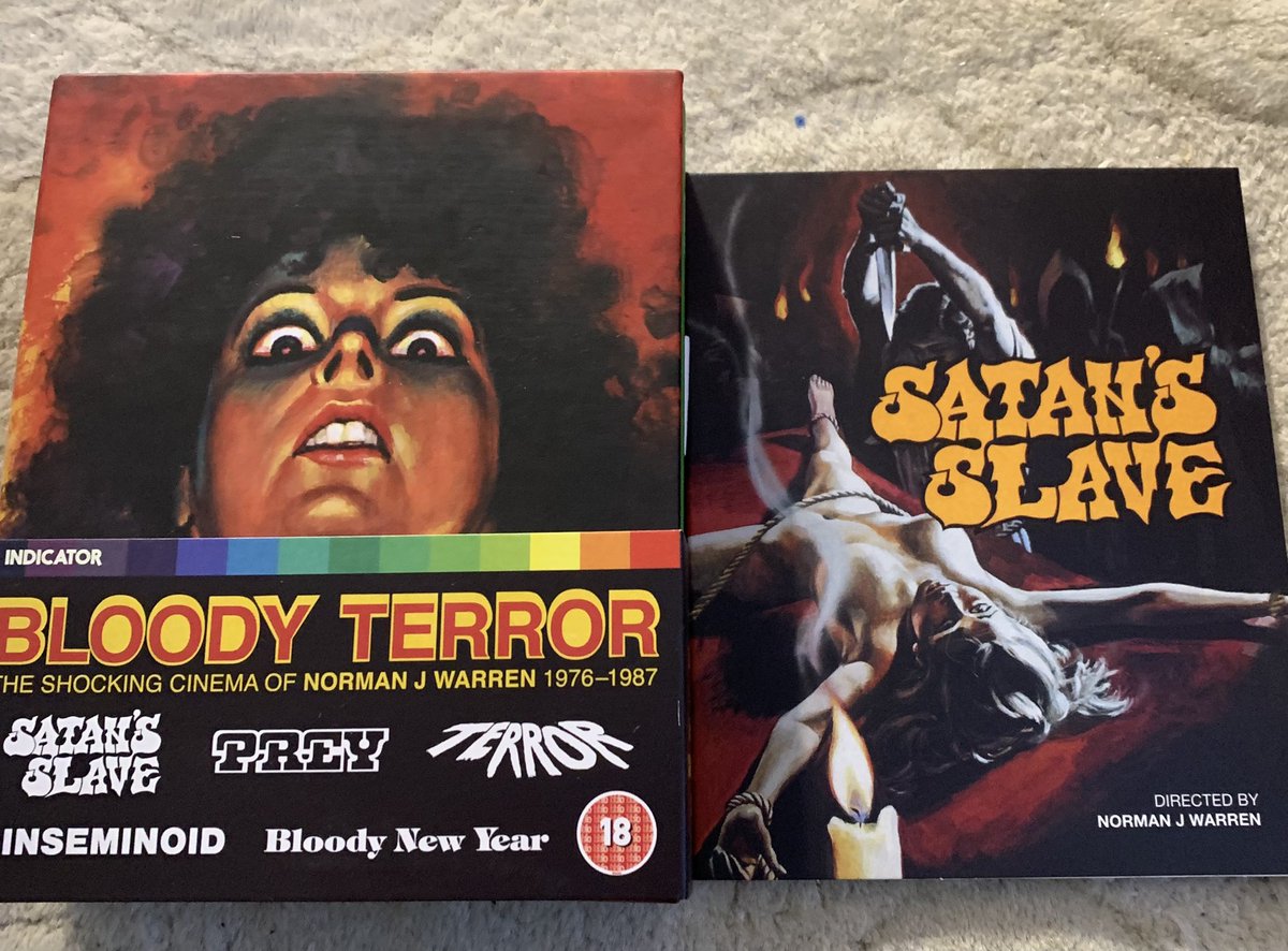 damerose1990's tweet photo. #nowwatching this bloody terror boxset from @indicatorseries  #satansslave https://t.co/kUR2bXswlM