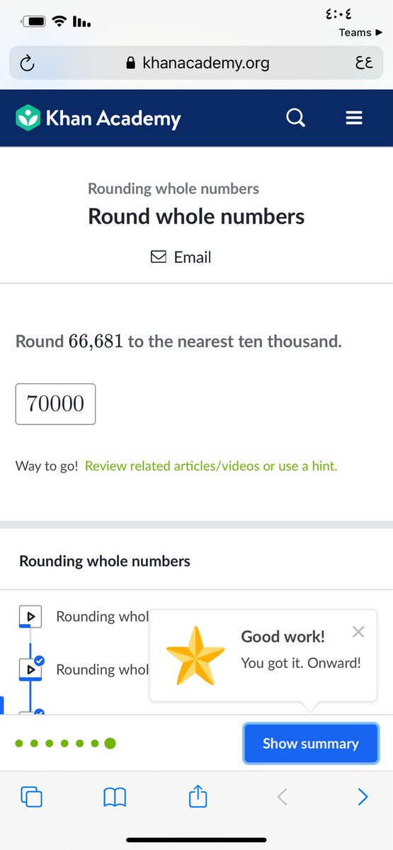 GMATHTEACHER1's tweet photo. Grade four learners accessed KhanAcademy and practiced "Rounding".
I am so proud of you my smart students❤❤💪🏻💪🏻
@HanaJoumaa @makdawhaschool @ElhamSadek7 https://t.co/cpkmXDzn6X
