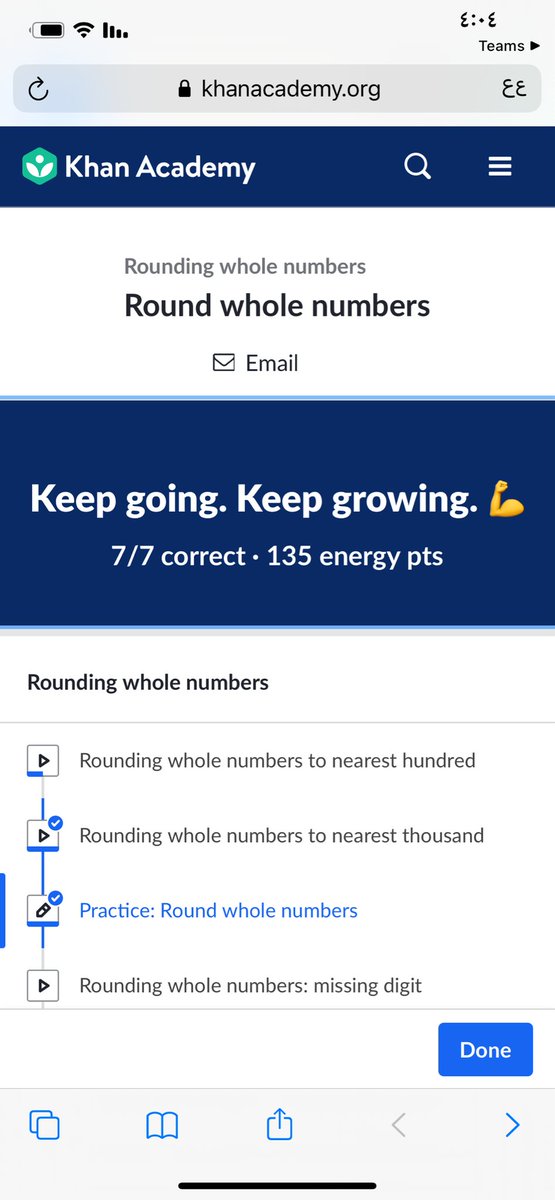 Grade four learners accessed KhanAcademy and practiced "Rounding".
I am so proud of you my smart students❤❤💪🏻💪🏻
<a href="/HanaJoumaa/">Hana Joumaa</a> <a href="/makdawhaschool/">Makassed Dawha School</a> <a href="/ElhamSadek7/">Elham Sadek</a>