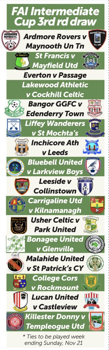 aaronmcfc1's tweet photo. In this week’s @DublinGazette soccer, @stmochtasfc face leaders @MalahideUtdAFC in a top of the table Senior Sunday clash on Friday, today’s @FAIreland #InterCup 3rd rd draw in full & all this week’s @LSLLeague Sunday fixtures 1/2 https://t.co/1QSxINHx5S