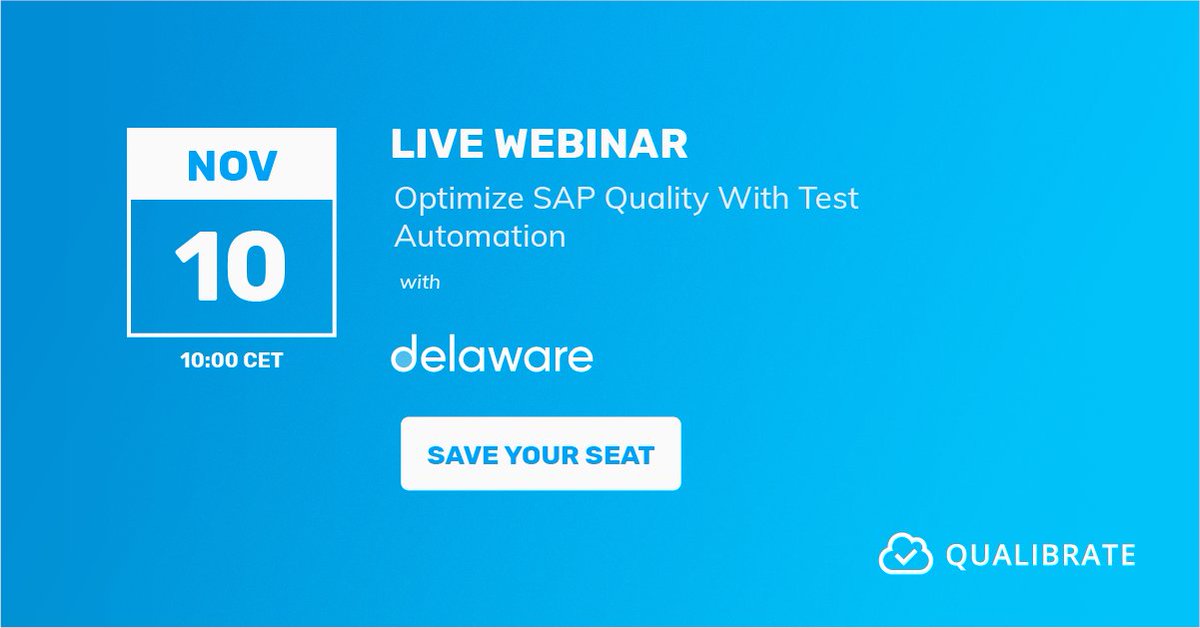 Qualibrate's tweet photo. Are you looking for a way to optimize SAP quality with test automation? Discover how @delawareBeLux &amp; Qualibrate empower our clients to deliver digital transformation programs faster &amp; with less effort. Sign up for a webinar https://t.co/0RYBCauARi
#testautomation #webinar #sap https://t.co/1bDZ8dxHBF