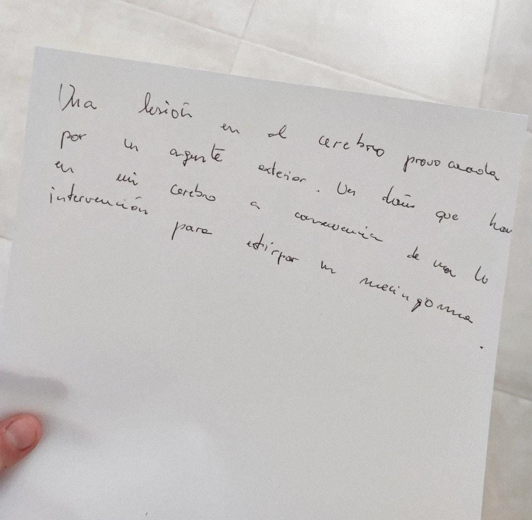 centro_aferenta's tweet photo. Con motivo del día del Daño Cerebral Adquirido y del ictus, que se celebran esta semana, les hemos pedido a nuestros pacientes que nos escriban de su puño y letra qué entienden ellos por DCA e ictus.

Siempre son ellos mismos los que mejor pueden explicarlo. https://t.co/deaNFI2lQU