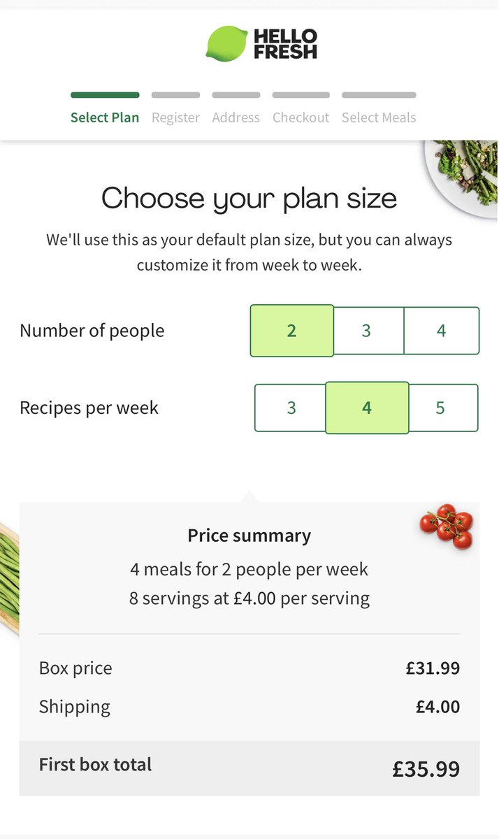 07_rager's tweet photo. @HelloFreshUK I wonder if any other existing customers have noticed - new customers pay £31.99 to go on a 2 people 4 recipe deal (without offers applied), yet we pay £41.99? #NoRewardForLoyalty https://t.co/3qW1pHMmz0