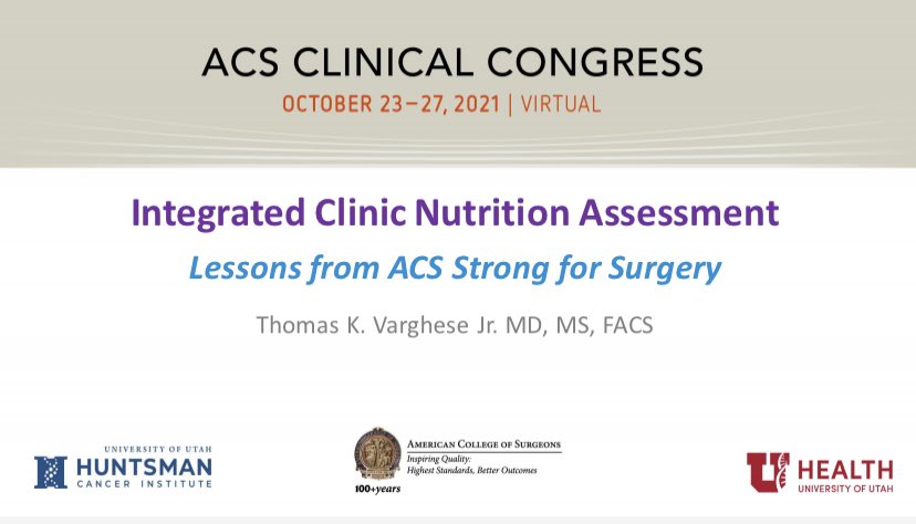 TomVargheseJr's tweet image. Grateful to @AmCollSurgeons for the opportunity to engage with incredible content experts on the critically important topic of Nutrition Optimization for surgical patients. 

Not to worry if you missed the session: all content available on-demand.
#ACSCC21