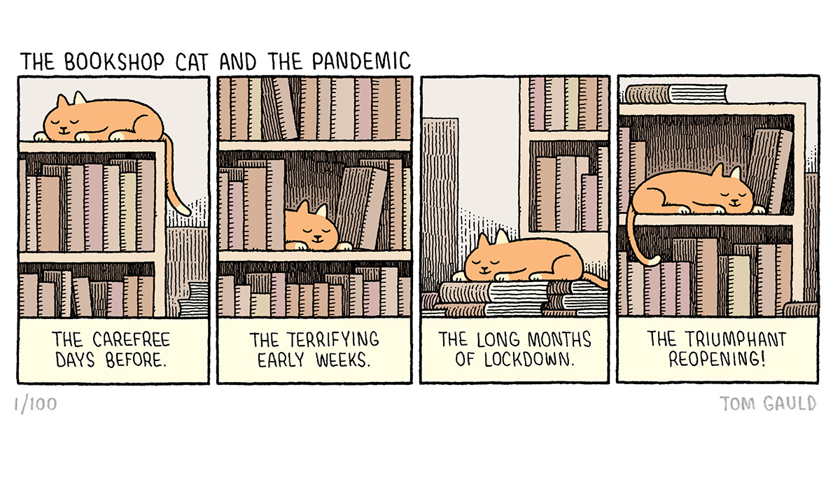 'The Bookshop Cat and the Pandemic' 
It's available as a print at tomgauld.com/shop