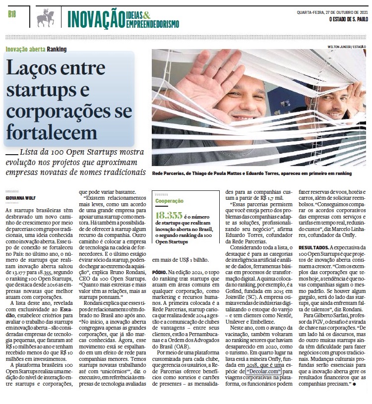 Já leu o Estadão hoje?  O Ranking TOP 100 Open Startups 2021 é destaque na edição de hoje
#startups #inovacao #openstartups #openinnovation #100openNaMidia #Ranking2021

link.estadao.com.br/noticias/inova…