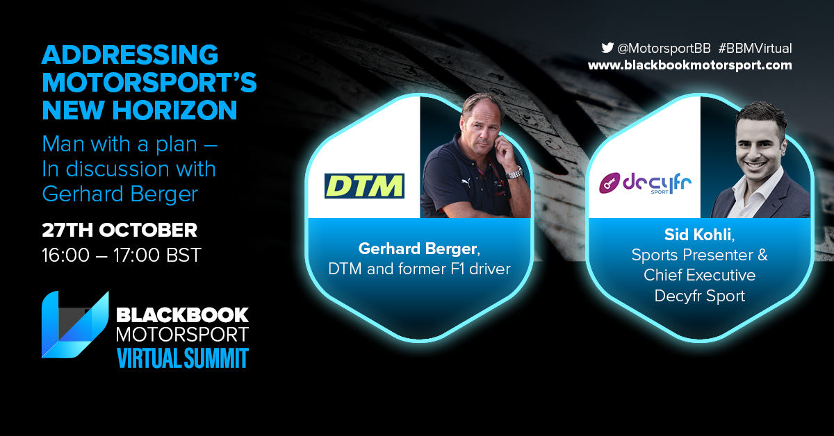MotorsportBB's tweet photo. 🏎 Want to know why former @Formula1 driver Gerhard Berger saw @DTM as an exciting opportunity to jump into?
Join us LIVE in conversation with Gerhard exploring how important the next few years will be for the series 👉 https://t.co/wB3JnhjFZM
#BBMVirtual #Motorsport https://t.co/psC4ZuXE6W
