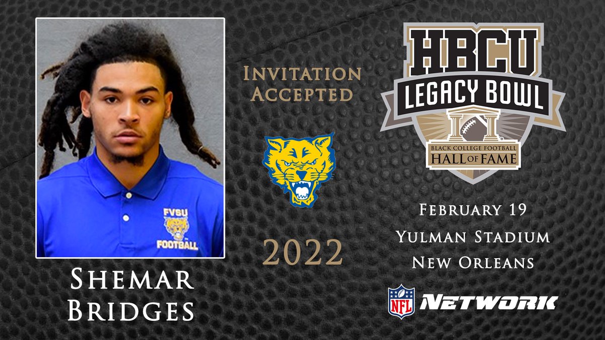 We're proud to announce that <a href="/FVSUFootball/">FVSU Football</a> WR SHEMAR BRIDGES (@SB_One7) has been selected for the <a href="/HBCULegacyBowl/">HBCU LEGACY BOWL</a>! ✊🏿

hbculegacybowl.com

<a href="/nflnetwork/">NFL Network</a> <a href="/NFL/">NFL</a> <a href="/BCFHOF/">BlackCollegeFootball</a>