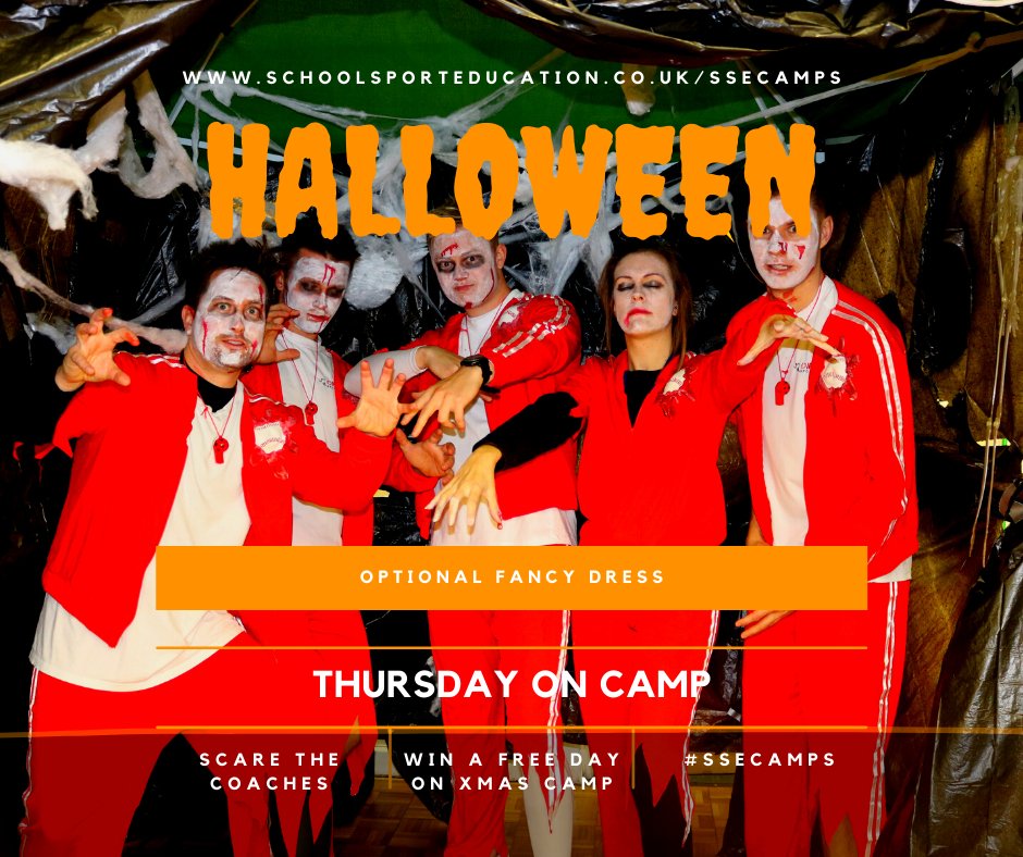 EmpowerActCamps's tweet photo. Tomorrow Competition | we are in for a Trick and a Treat its PARTY day, Optional Fancy Dress who can scare the coaches and look so scary we must give you a free day on our XMAS camp. Spooky Sports, Inflatable fun and all your favourite games combined!
#SSEcamps https://t.co/c1joJei0iW