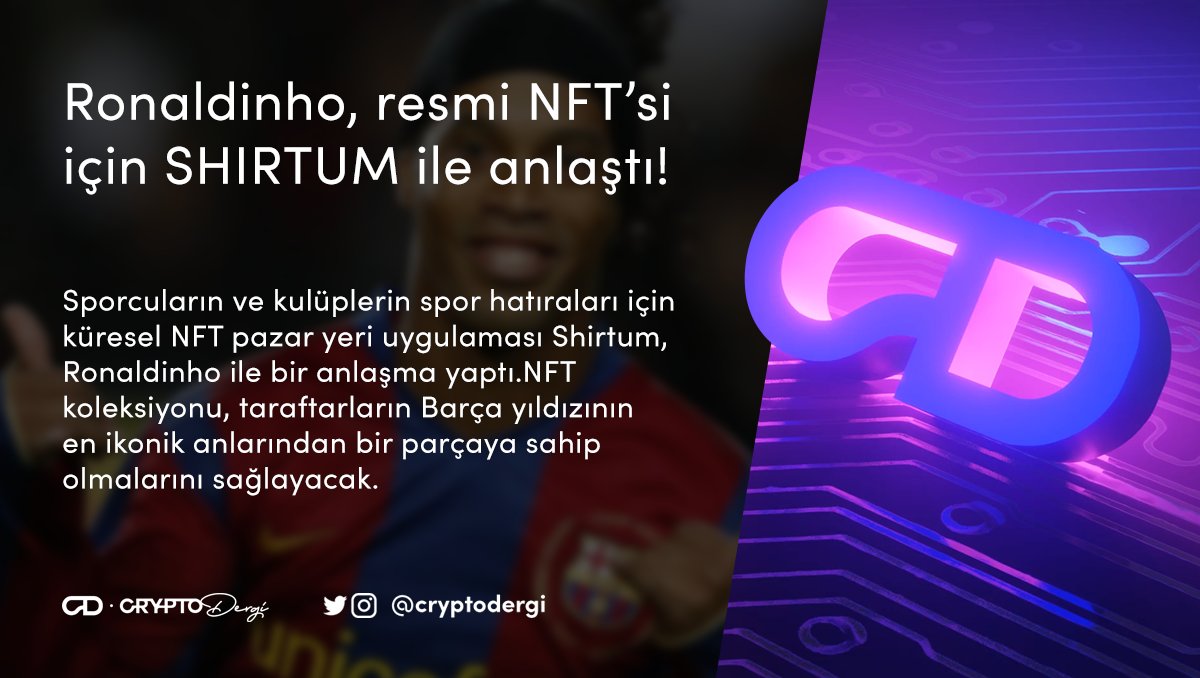 🧷 Ronaldinho resmi NFT'si için <a href="/shirtumapp/">siker biçer</a> ile anlaştı. 

#NFTs #kriptopara #kriptohaber #kripto