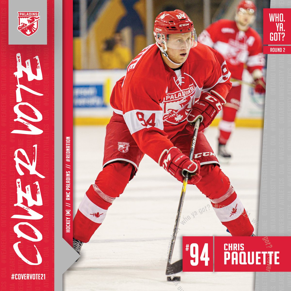 OUAsport's tweet photo. 🇲🏒 𝗥𝗼𝘂𝗻𝗱 𝟮, 𝗚𝗿𝗼𝘂𝗽 𝟭

🗳️ Chris Paquette, @RMCPaladins 
🆚
🗳️ Ted Nichol, @guelph_gryphons 

Who. Ya. Got? 🤔

#WeAreONE | #CoverVote21 https://t.co/e0qjDcNfxo