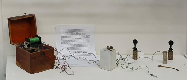 Institutionhist's tweet photo. Galvanism was used in the treatment of everything from acne to mania, for a battery of ailments there was a “battery” to cure. To find out more about the use of this tool, head down to the exhibition at @Thelightbox, or our website. https://t.co/QoXI688hDG https://t.co/uZidCozEVq