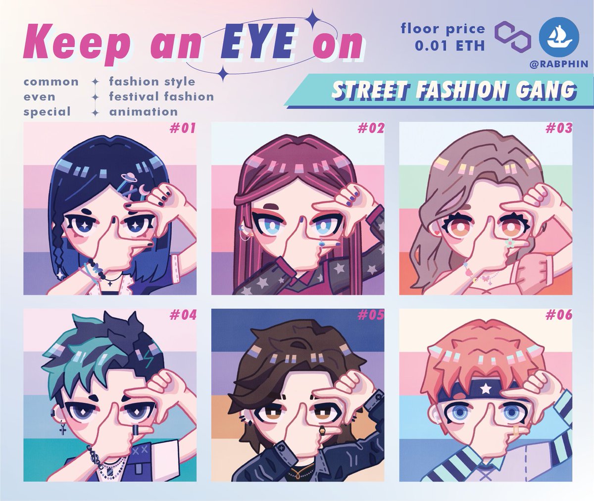 Hello I'm Eye My first collection on <a href="/opensea/">OpenSea</a>  'Keep an EYE on' this is my fashion gangs so please look at them and look at me.👀💙
opensea.io/collection/rab…
✦ Now! halloween event fashion 😈
✦ polygon

#AnimeNFT #NFTCommunity #NFTcollector #NFTartist #NFTdrop #NFTs #NFT #opensea