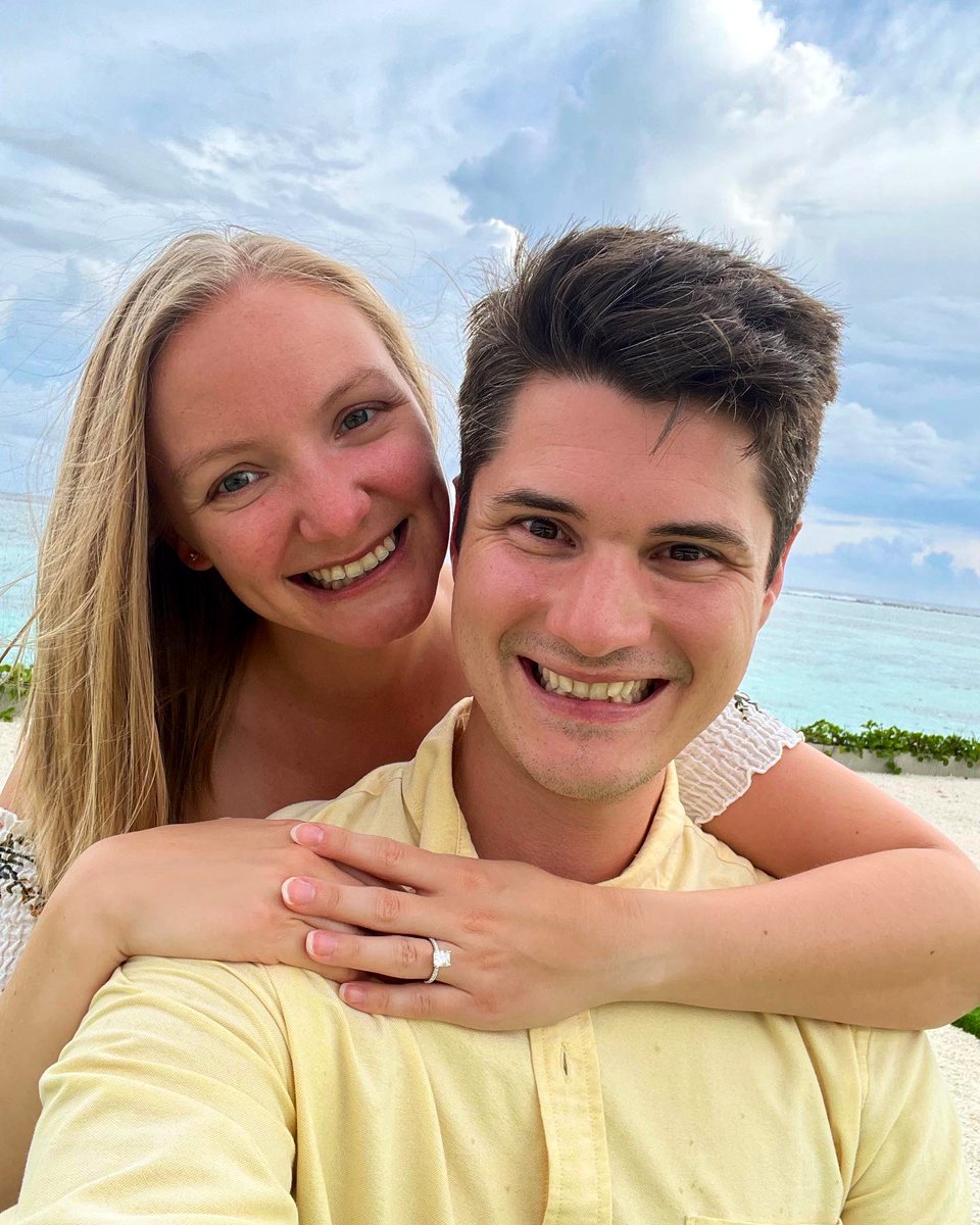 chloebthatcher's tweet photo. Some life news: went to the Maldives with my law school sweetheart for a bucket list anniversary trip. Returning to the US today with @chrishoefly as my fiancé https://t.co/xbxiA4LL4E