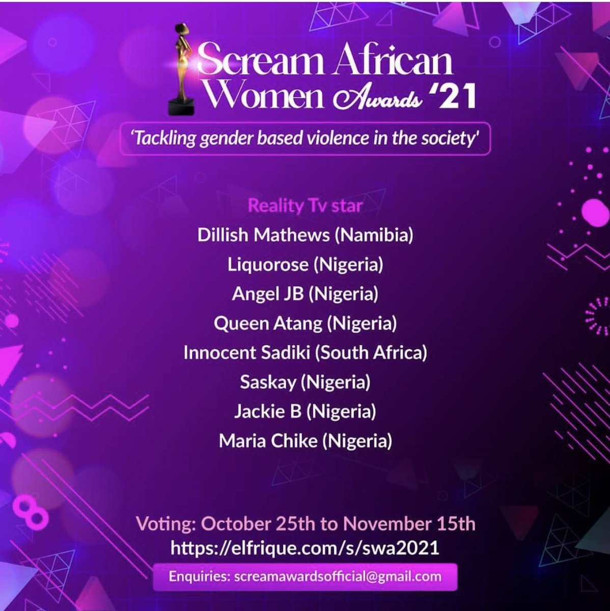 Liquolions__'s tweet photo. LIQUOROSE has been nominated on #ScreamAwards &amp; we concentrating on 2 categories

🏆 REALITY TV STAR @i_amoreoluwa 
🏆 PERSONALITY OF THE YEAR @whema 

💰: 100 Naira per vote
🗳: https://t.co/9hgSV7BufC…

#ShadesOfLiquorose 
#BBnaija

Ends on 15th November https://t.co/pdKnZHTzd4