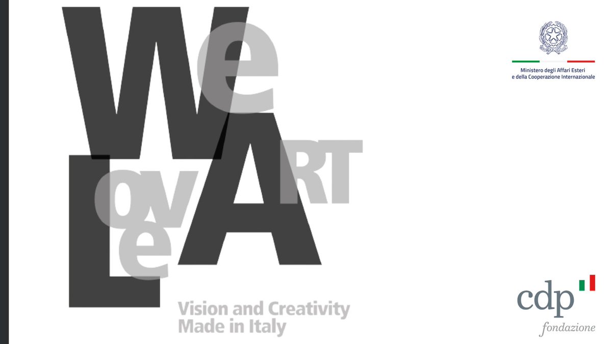 8 artisti, 8 aziende, un innovativo progetto della #Farnesina in partenariato con la Fondazione Cassa Depositi e Prestiti: è #WeLoveArt. Vision and Creativity Made in Italy e ne parliamo qui su #italiana➡️ italiana.esteri.it/italiana/en/pr…