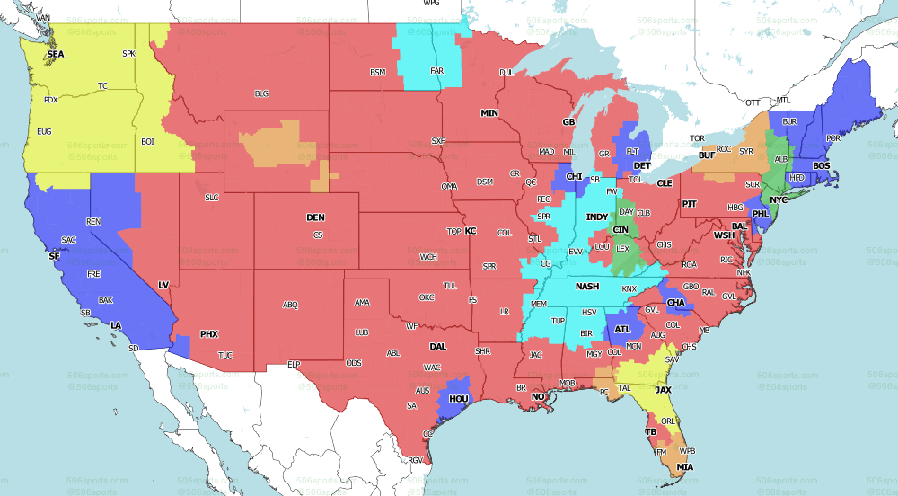 GridironPredic1's tweet photo. NFL Week 8 Coverage Map.

#NFL #NFLTwitter #NFLCoverage #Week8 https://t.co/o5JBXuzfwB