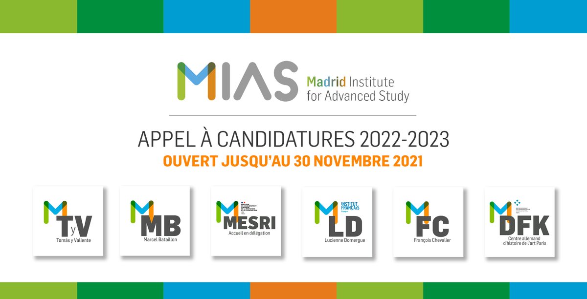 casadevelazquez's tweet photo. L'#APPEL à CANDIDATURES du Madrid Institute for advanced Study 2022-2023 est ouvert !

⏳📩Jusqu'au 30 novembre 2021
🌐https://t.co/JIz75EDBZJ

🧵Tous les détails des différents programmes ⤵️ https://t.co/UV7jpnQp5H