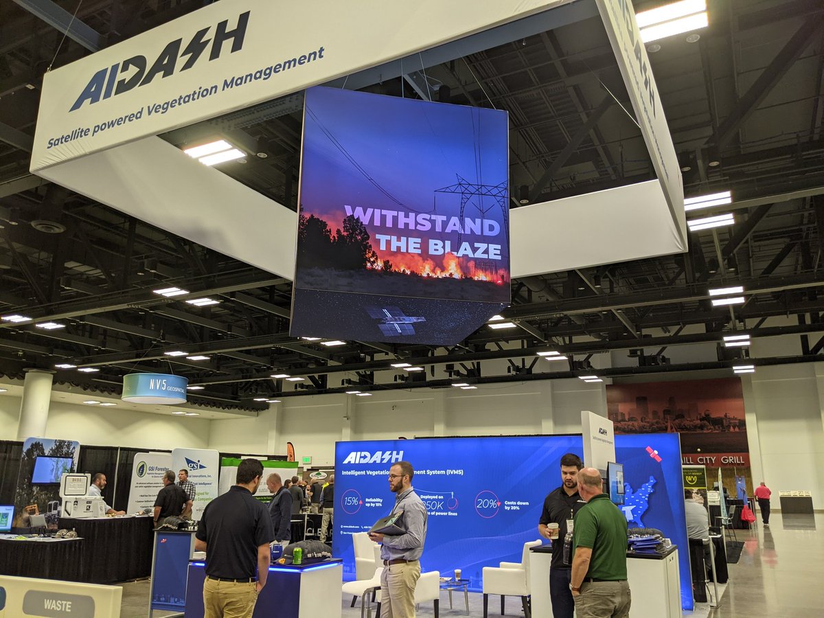 aidashinc's tweet photo. We're all set up for day two of the Trees &amp; Utilities conference. Swing by our booth to learn about some of the benefits of using satellite analytics to optimize your vegetation management program.
#treesandutilities #vegetationmanagement https://t.co/yKvcdPuaM8
