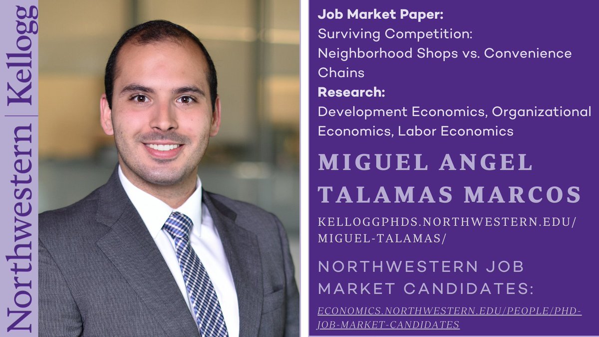 NUEconomics's tweet photo. Kellogg School of Management PhD Candidate Miguel Ángel Talamas Marcos’s research interest is Development Economics, Organizational Economics, Labor Economics. Learn more at https://t.co/AEO67Y7zSg  &amp; other Northwestern Economics Job Market Candidates at https://t.co/ZCkpPN8e8z https://t.co/3d7HEVzG74