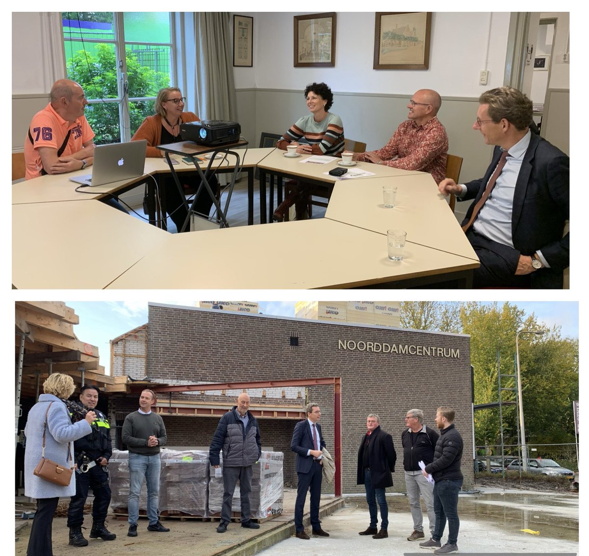 Tijdens een wijkbezoek aan Bovenkerk <a href="/Gem_Amstelveen/">Gemeente Amstelveen</a> veel gehoord over interessante initiatieven op gebied van duurzaamheid en welzijn. Ook even langs bij het Noorddamcentrum. Kan niet wachten tot het klaar is.