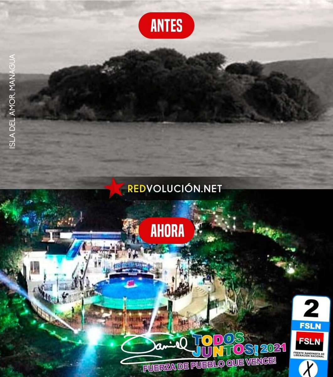 LaMilpaRev's tweet photo. ❗Antes-ahora | Isla del Amor, Managua.

#TodosAVacunarnos
#VacunandonosPuebloQueVence 
#UnidadParaLaProsperidad 
#Daniel2021 
#Nicaragua https://t.co/53ql6yXOuE