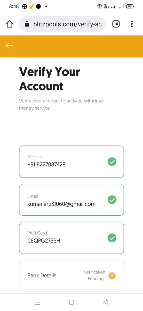 iamgupta5's tweet photo. @BlitzpoolsIndia Hi, I am OMPRAKASH GUPTA. I want to know why blitzpool everytime rejected my bank account. I am a prime users of blitzpool.Still I am uploading the document but  my bank account status is in pending. https://t.co/7ZDxhqYo5q