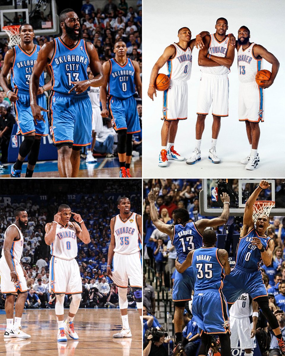 SportsCenter's tweet photo. On this day in 2012, OKC traded James Harden to the Rockets, breaking up the Big Three.

KD: 24
Russ: 23
Harden: 23

What could've been ⚡️ https://t.co/Xk5HWikrKA