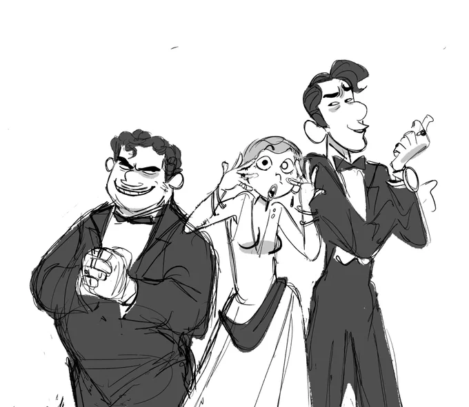 I'm late lol 
I have these good Soviet citizens who want to get rich really fast :)
It is set during soviet decadent 1920s (Master and Margarita was set during these times, as a reference)
Their names are Jaba, Fira and Bori :)
#originalcharacter 
