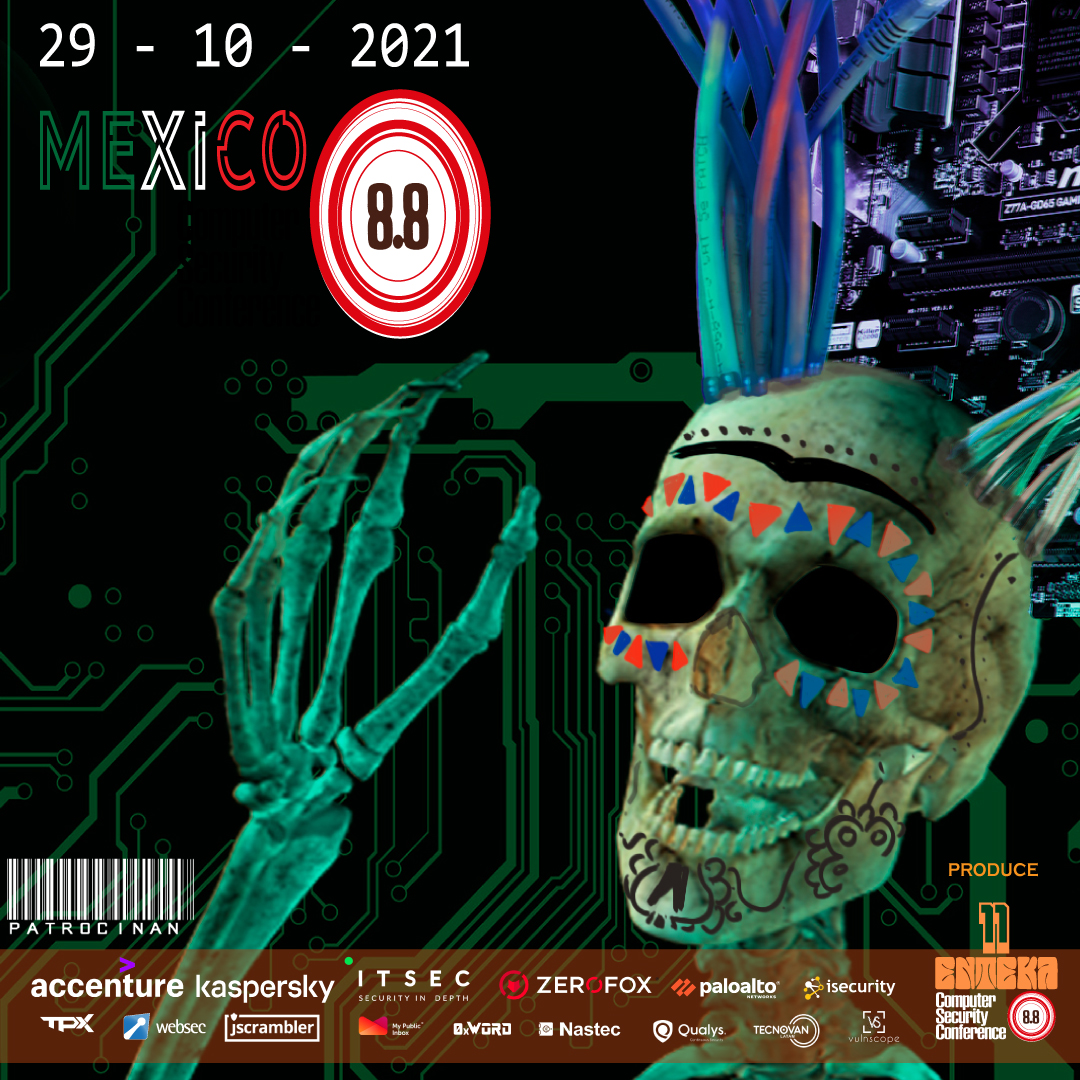 8dot8's tweet photo. Este viernes 29 de octubre vamos a México con #8punto8México 🇲🇽

Te invitamos a la nueva edición de la conferencia de #ciberseguridad que se realizará en formato online y gratuito 📢

Adquiere tus tickets acá 👇🏽
https://t.co/pDo6E6bZRR https://t.co/8VWqXrCwS2