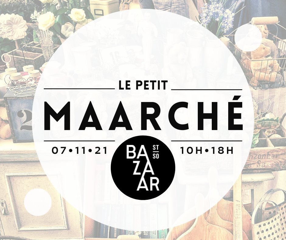 Bazaar_StSo's tweet photo. [le Petit Maarché] 

Nous mettons en place un rendez-vous régulier tous les premiers dimanches du mois. 

Cela démarre dès le dimanche 7 novembre avec une brocante : “le Petit Maarché”

Plus d'infos ici : https://t.co/ZxZ36nyTdC https://t.co/LOcHJoLxL2