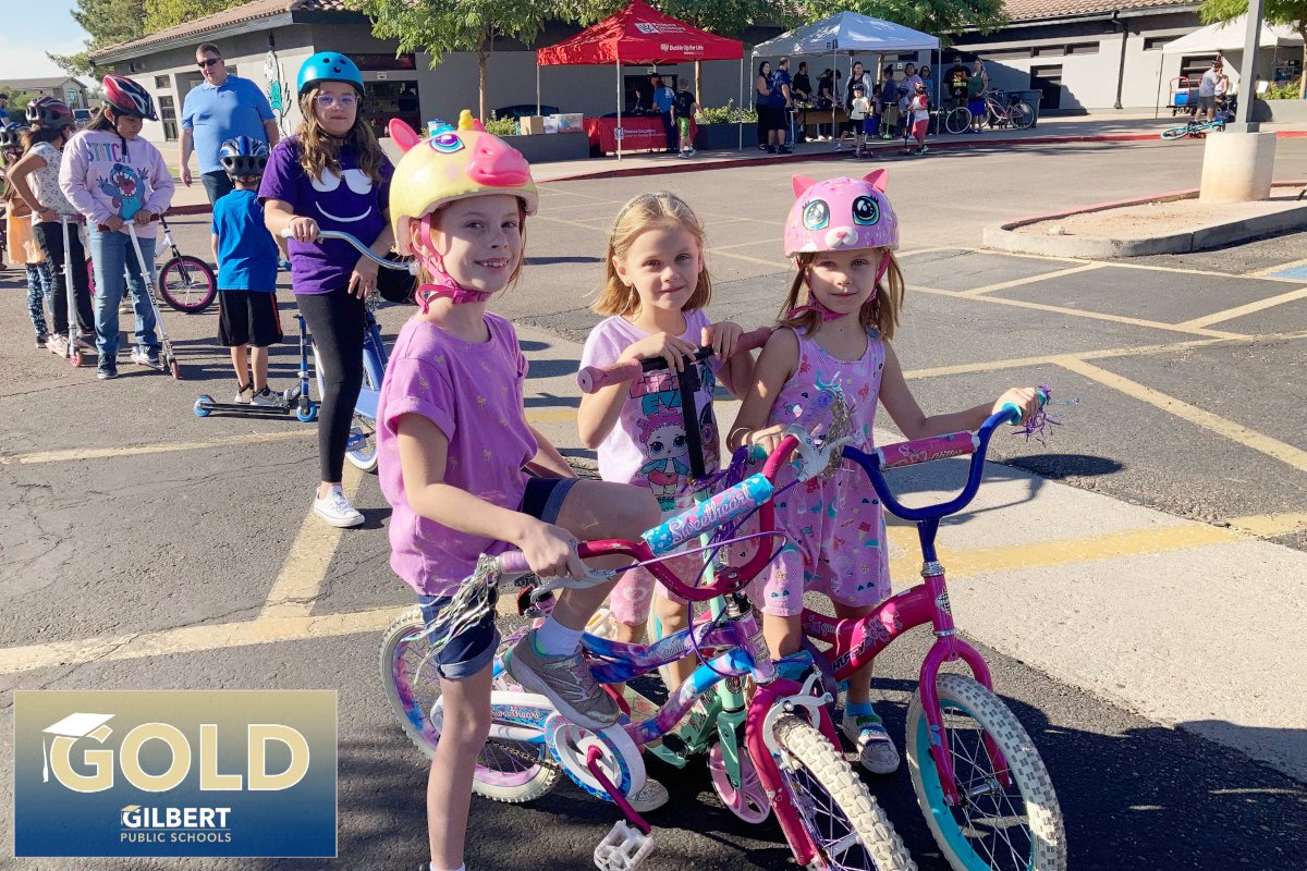 GPS_District's tweet photo. Students at Harris Elementary are putting safety first. The Student Council teamed up with the PTSO &amp; 
@PhxChildrens to host a Bike &amp; Scooter Safety Rodeo. The goal of the free event to educate students &amp; families about the importance of wearing a helmet and safety @hawks_harris https://t.co/V1Fzm4cwYw