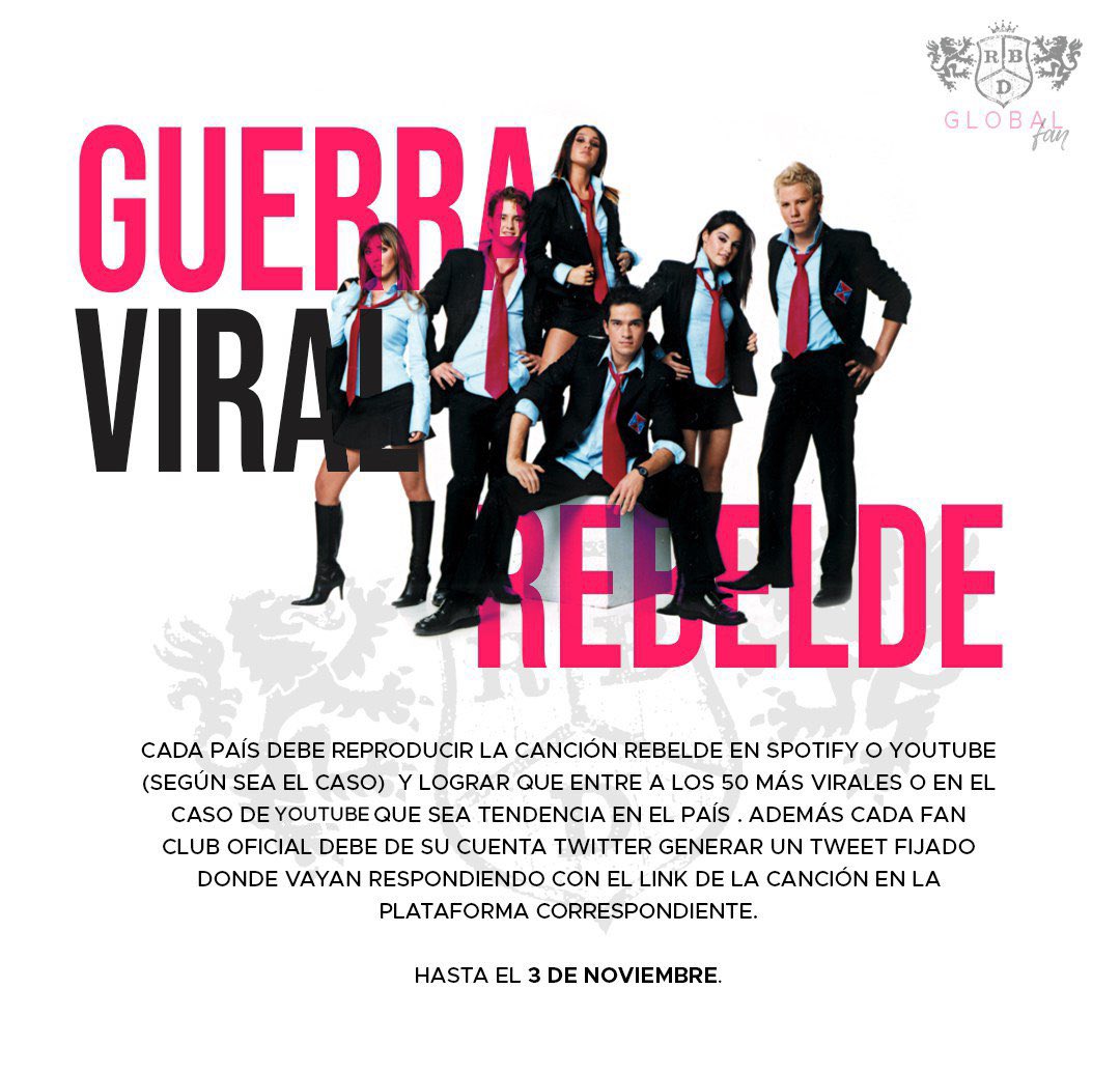 RBDGlobalFan's tweet photo. Es momento de darle un reconocimiento REBELDE a nuestros @RBD_oficial preparados para esta nueva guerra viral?🔥 https://t.co/Xu1y3efZj2