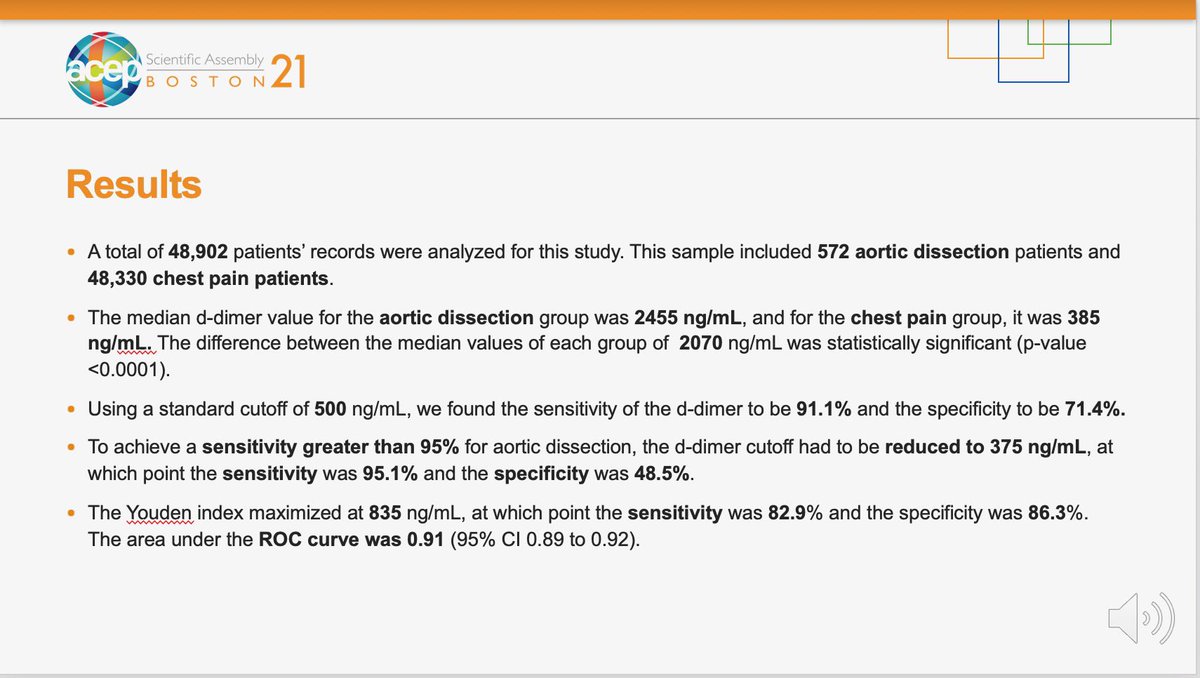 Congratulations to Dr. Hashemi and Dr. Zagroba on their successful presentation at #ACEP2021 Scientific Assembly. Their analysis of close to 50k patients with chest pain may pave the way for new cut off of D-Dimer values for safe rule out of aortic dissection. <a href="/mani_hashemi/">Mani Hashemi, MD</a>
