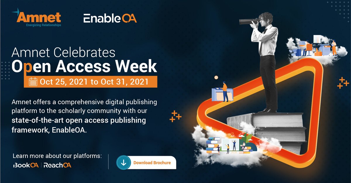 Amnetsys's tweet photo. #Amnet celebrates the International #OA Access Week, Oct 25 to Oct 31, 2021, & is glad to share a brochure introducing our state-of-the-art OA publishing digital platform, #EnableOA, built in collaboration with Coko Foundation… https://t.co/rGU6AJDCol.
#openaccess #OApublishing https://t.co/Zv4m5weuV4