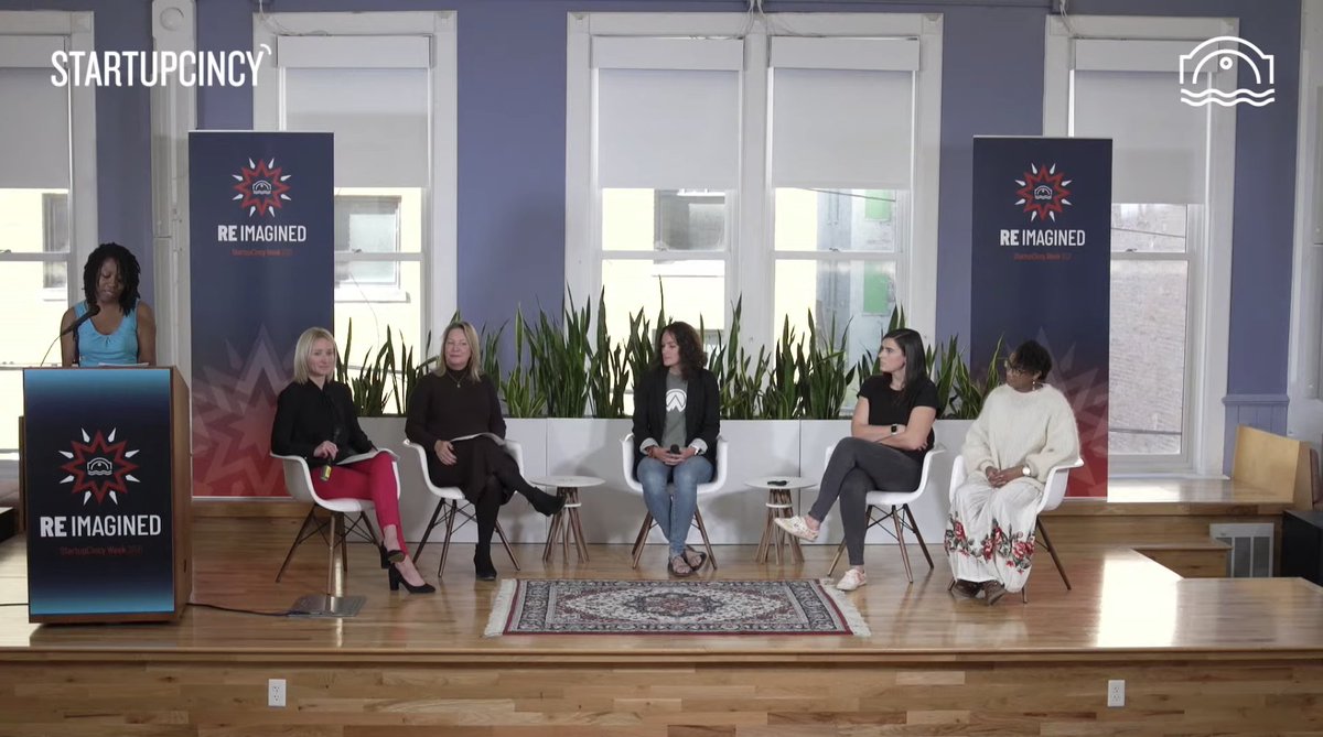 StartupCincy's tweet photo. Speaking NOW! Power Panel on Female Entrepreneurship led by @MainStCincy &amp; @AviatraAccel. Featuring: Emily Bruns, Co-Founder, Aclipse | Abby McInturf, Co-Founder, BAND Connect | and Tamia Stinson, Founder, Tether Media. Watch here - https://t.co/CFuRnYTXQz https://t.co/NvmpbcksGZ