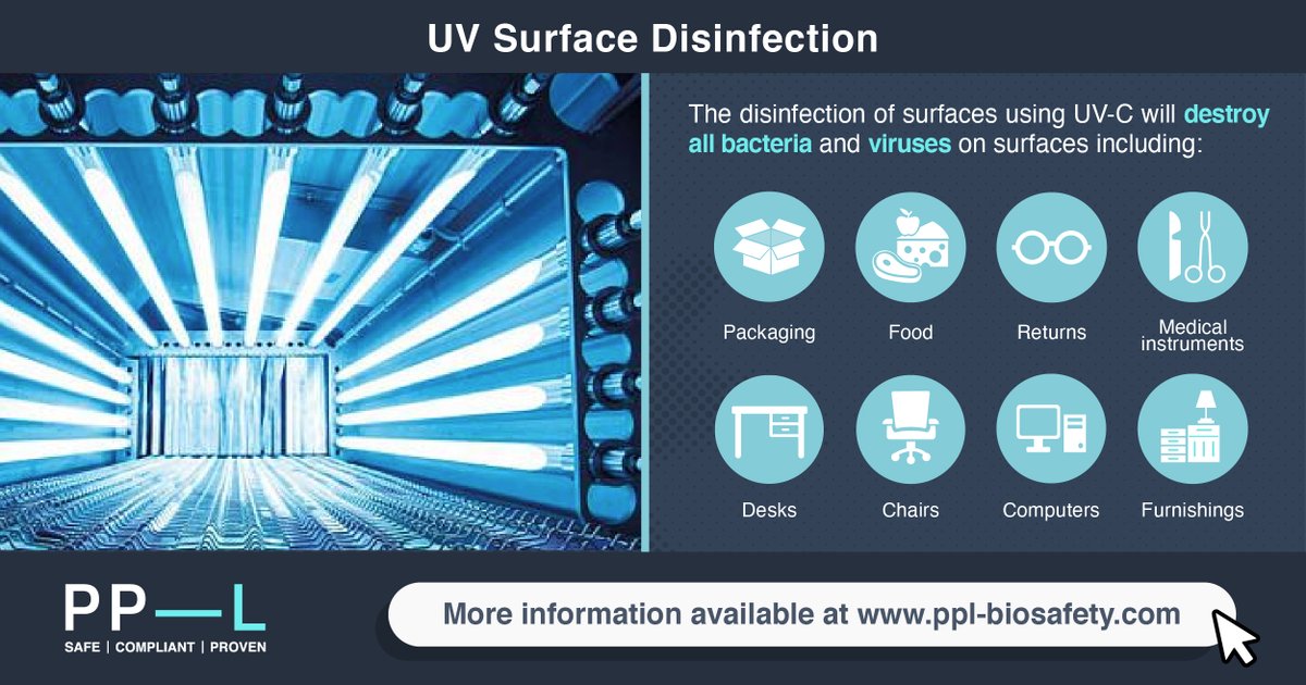 UV-C is not only great for air disinfection; its powers can also be utilised for surface disinfection.  

Read more about UV-C surface disinfection here: lnkd.in/dYvM_DAQ 

#surfacedisinfection #uvc #covidsecure #healthandsafety #covid19 #pandemicresillience #manufacturing