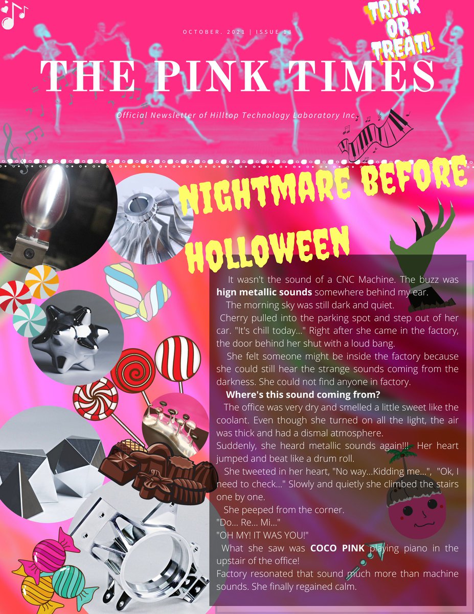 HilltopTechLab's tweet photo. The Pink Times vol.18
#newsletter #thepinktimes #manufacturing #prototyping #5day #5axismachining #machineshop #cnc #aluminum #holloween #factory #design #machinelover #irvine #california #mfg #cncmachinst #space #nightmarebeforechristmas #horror https://t.co/HGJOY9IqOv