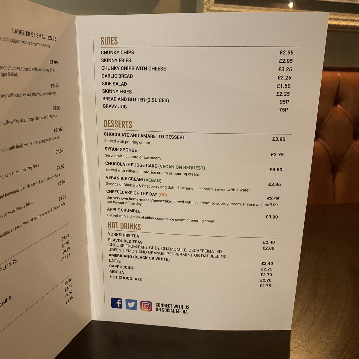 You heard it here first!! A brand new menu at <a href="/thetigerinn/">TheTigerInn</a> !! Yes the light bites are back, as well as some new extras to keep you warm over the winter months - giant Yorkshire’s, balti curries and stew! And don’t forget the lunch menu served from 12-3 Monday to Saturday!
