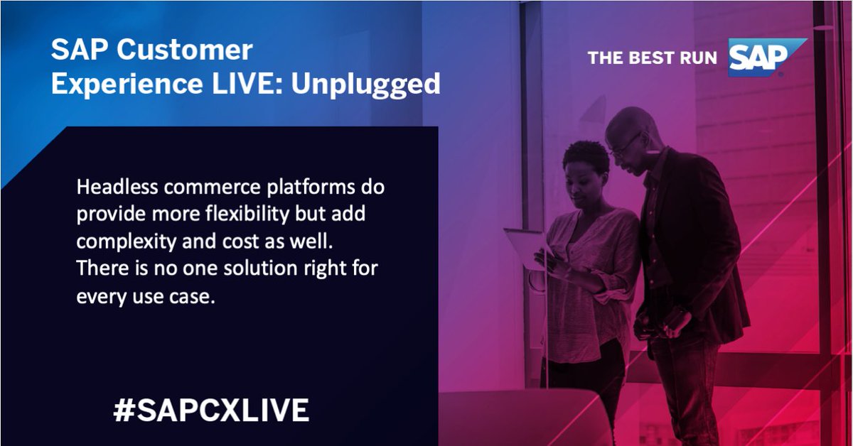 retailgeek's tweet image. Debunking e-commerce platform myths at #SAPCXLive "Headless commerce isn't always the best solution" via @KunleCampbell of 2X Commerce