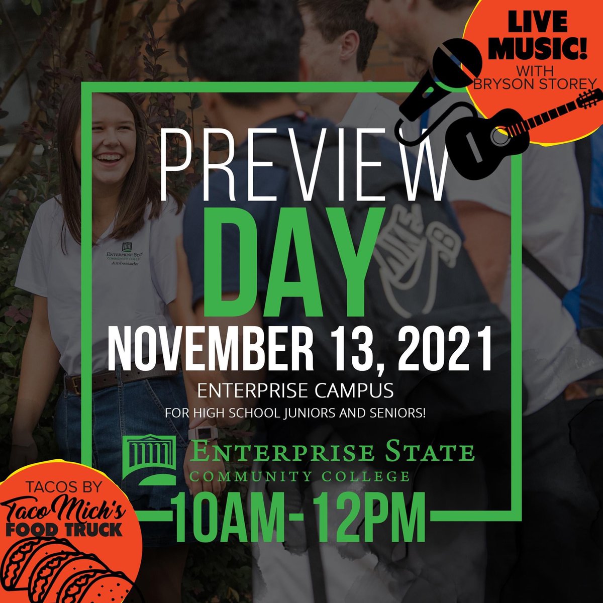 Bebes92's tweet photo. Check out ESCC during our Preview Day event on Saturday, Nov. 13! We’ll have food and music, and the first 30 people will get a FREE taco! 

This will be a great day to take a tour our campus, apply for scholarships, complete the FAFSA, and more! See you there! #PreviewDay2021 https://t.co/rEFKiW88Ff