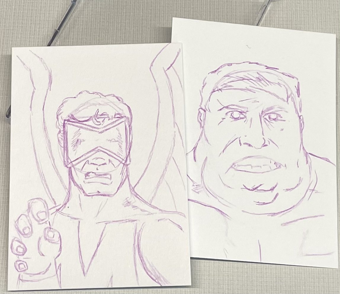 DZawisza's tweet image. Didn’t get to it Monday, but had some sketching time today while moderating a call. Here’s a double dose of #MondayMeetingMutant #MidweekEdition
#MidweekMeetingMutant 
You’ll see ‘em both again!
#XMen #Xtober #BrotherhoodOfEvilMutants #Blob #Mimic